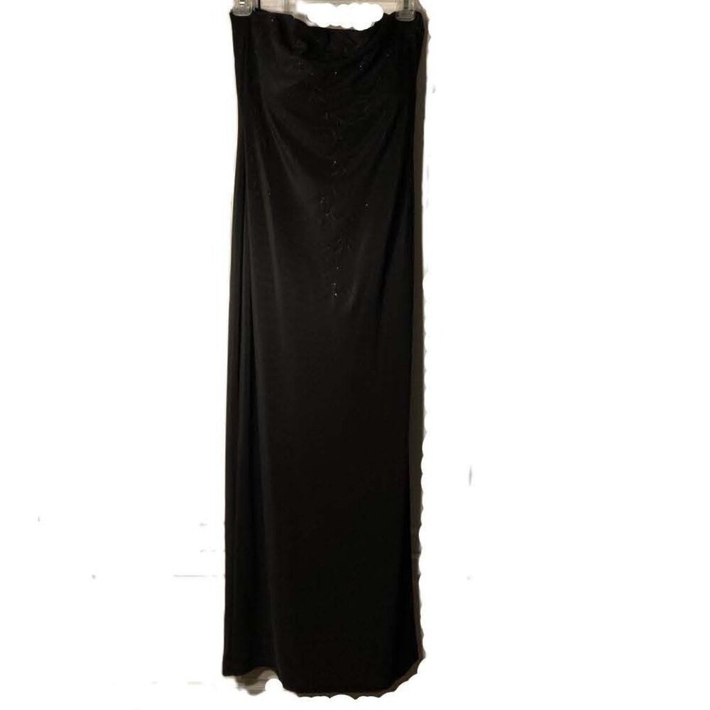 90’s BLACK FULL-LENGTH BEADED SHEATH DRESS by P.S. PerSeption – JUNIORS SIZE M